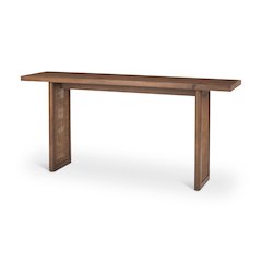 Medium Brown Solid Wood Cane Console Table