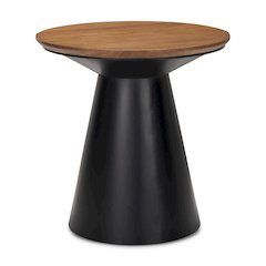 22.0L X 22.0W X 23.0H Black Metal Pedetal Base With Brown Wood Top Side Table