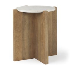 Wood And Marble Accent Table
