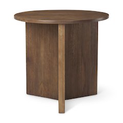 32" Round Tabletop Fluted Wood Base Foyer Accent Table