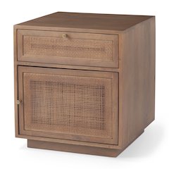 Grier Medium Brown Wood Cane Accent Table