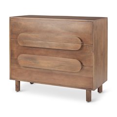 Medium Brown Solid Wood 3 Drawer Cabinet