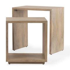 22.0L X 15.0W X 22.0H Set Of 2 Brown Wood Nesting Accent Tables