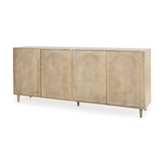 Tucker Light Brown Wood Carved Arch Pattern 4 Door Sideboard