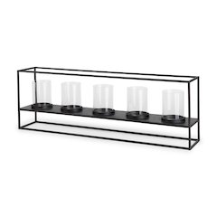 Cindy 5 Candle Matte Black Metal Hurricane Glass Tabletop Candle Holder