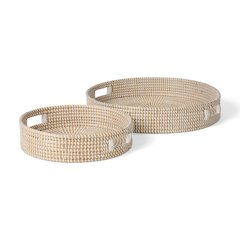 Kalama Set of 2 Large Round Seagrass Trays Handles