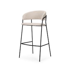 Bar Stool Oatmeal Fabric & Matte Black Metal
