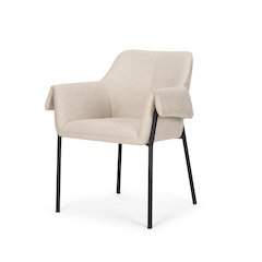 Dining Chair Oatmeal Fabric & Matte Black Metal Legs