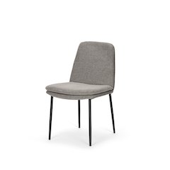 Dining Chair Gray Fabric & Matte Black Metal