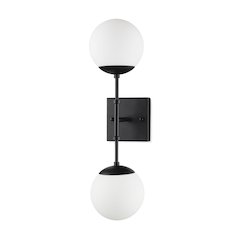 Edie Matte Black Metal Frosted Glass Globes 2-Light Wall Sconce