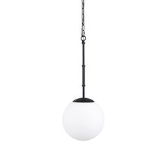 Edie Matte Black Metal Frosted Glass Globe 1-Light Pendant