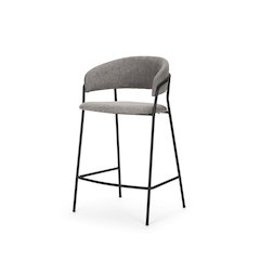 Counter Stool Gray Fabric & Matte Black Metal