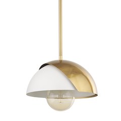 Cybill Brushed Brass White Metal Shade 1-Light Wall Pendant