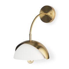 Cybill Brushed Brass White Metal Shade 1-Light Wall Sconce