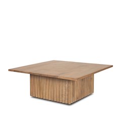 Light Brown Wood Fluting Square Coffee Table
