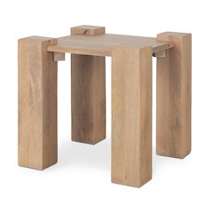 Light Brown Wood Square Accent Table