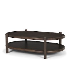 Dark Brown Wood Bottom Shelf Oval Coffee Table
