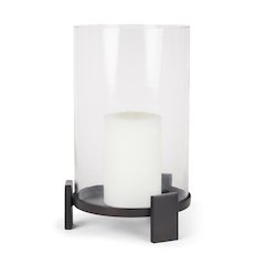 Price Large Matte Black Metal Glass Hurricane Candle Holder