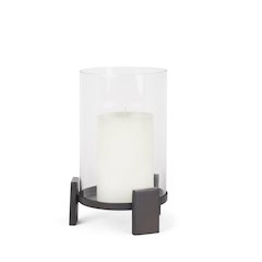 Price Small Matte Black Metal Glass Hurricane Candle Holder