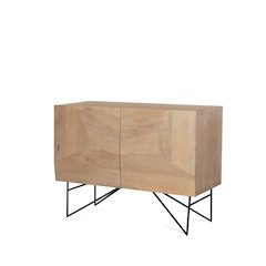 Light Brown Wooden 2 Door 2 Shelves Accent Cabinet