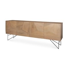 Darwin Light Brown Wooden 4 Door 2 Shelves Sideboard