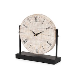 Raja Matte Black Metal Wood Table Clock