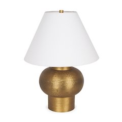Salaah Antique Gold Brushed Metal Cream Shade Table Lamp