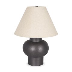 Salaah Black Brushed Metal Beige Shade Table Lamp