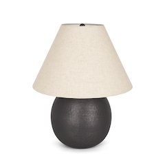 Sadiyah Black Brushed Metal Beige Shade Table Lamp