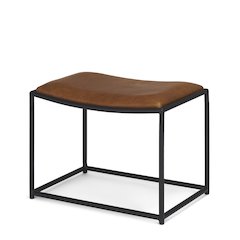Taniel Brown Leather Black Metal Stool