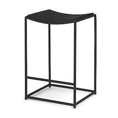Textured Black Wood Black Metal Counter Stool