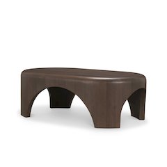 Oval Dark Brown Wood Arched Legs Coffee Table