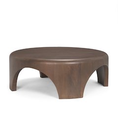Round Dark Brown Woodarched Legs Coffee Table