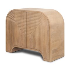 Reverse Fluted Light Brown Wood Accent Cabinet