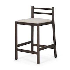 Dark Brown Wood Cream Fabric Counter Stool