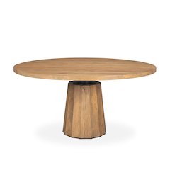 Swanson 60" Light Brown Wood Round Pedestal Dining Table