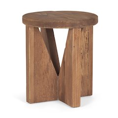 Tahlia Round Natural Brown Wood Angled Legs Stool
