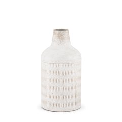 Tisha Small White Terracotta Distressing Metal Vase