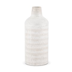 Tisha Large White Terracotta Distressing Metal Vase