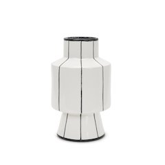 Dinah Small White Black Stripes  Ceramic Vase