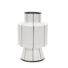 Dinah Large White Black Stripes  Ceramic Vase