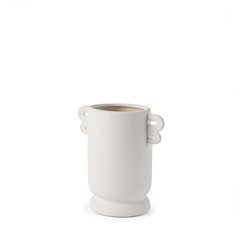 Dylan Small Textured Off White Handles Ceramic Vase