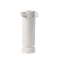 Dylan Tall Textured Off White Handles Ceramic Vase