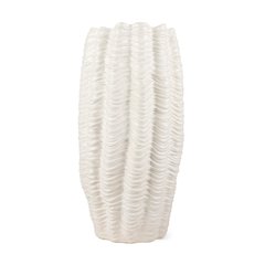 Velia Tall Seashell Sculptural Cream Glazed Ceramic Vase