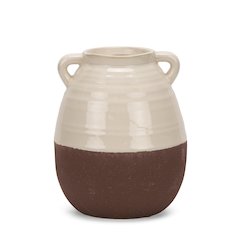 Tryna Small Beige Matte Brown Ceramic Vase