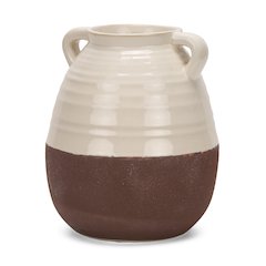 Tryna Large Beige Matte Brown Ceramic Vase