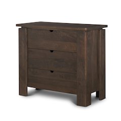 Solid Dark Brown Wood 3 Drawer Accent Cabinet