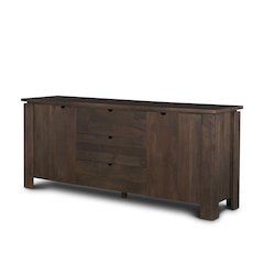 Wallen 2 Door Solid Dark Brown Wood 3 Drawers Sideboard