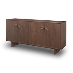 Varenna 4 Door Dark Brown Wood Rope Handles Sideboard