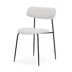 Matte Black Metal Gray Fabric Dining Chair